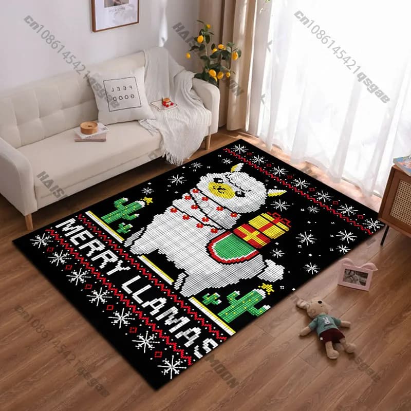 Tappeto con lama festiva e decorazioni natalizie, tappeto per yoga, decorazione per soggiorno, tappetino per gattonare per bambini, zerbino, tappeto per area gioco