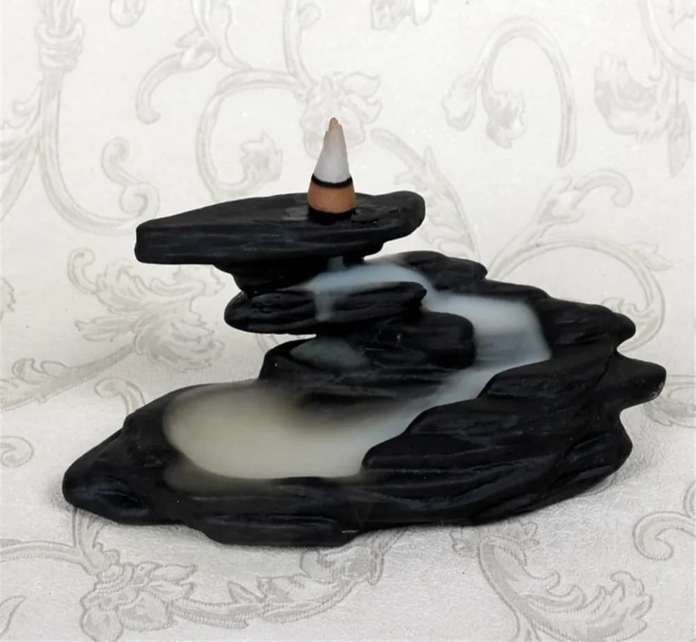 Bruciatore di incenso creativo a cascata di montagna Bastone di ceramica Incensiere Cono Bruciatore di riflusso Arredamento Aromaterapia