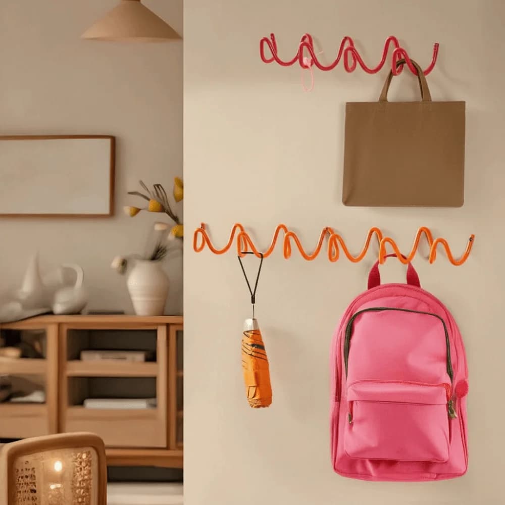 Wavy Shape Metal Wall Hook Waterproof Minimalist Sundries Storage Holder Moisture-proof Wall Mounted Door Back Clothes Hook
