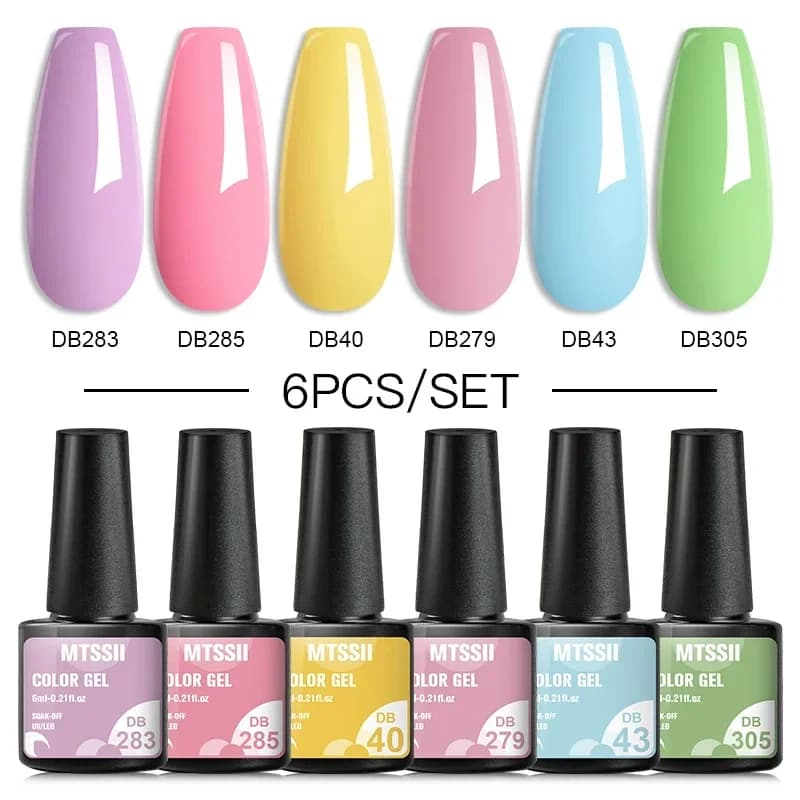 MTSSII 6 Pz/set Serie Macaron Smalto Gel Colori Caramelle Gel UV LED Nail Art Kit Vernice Semi Permanente Primavera Estate