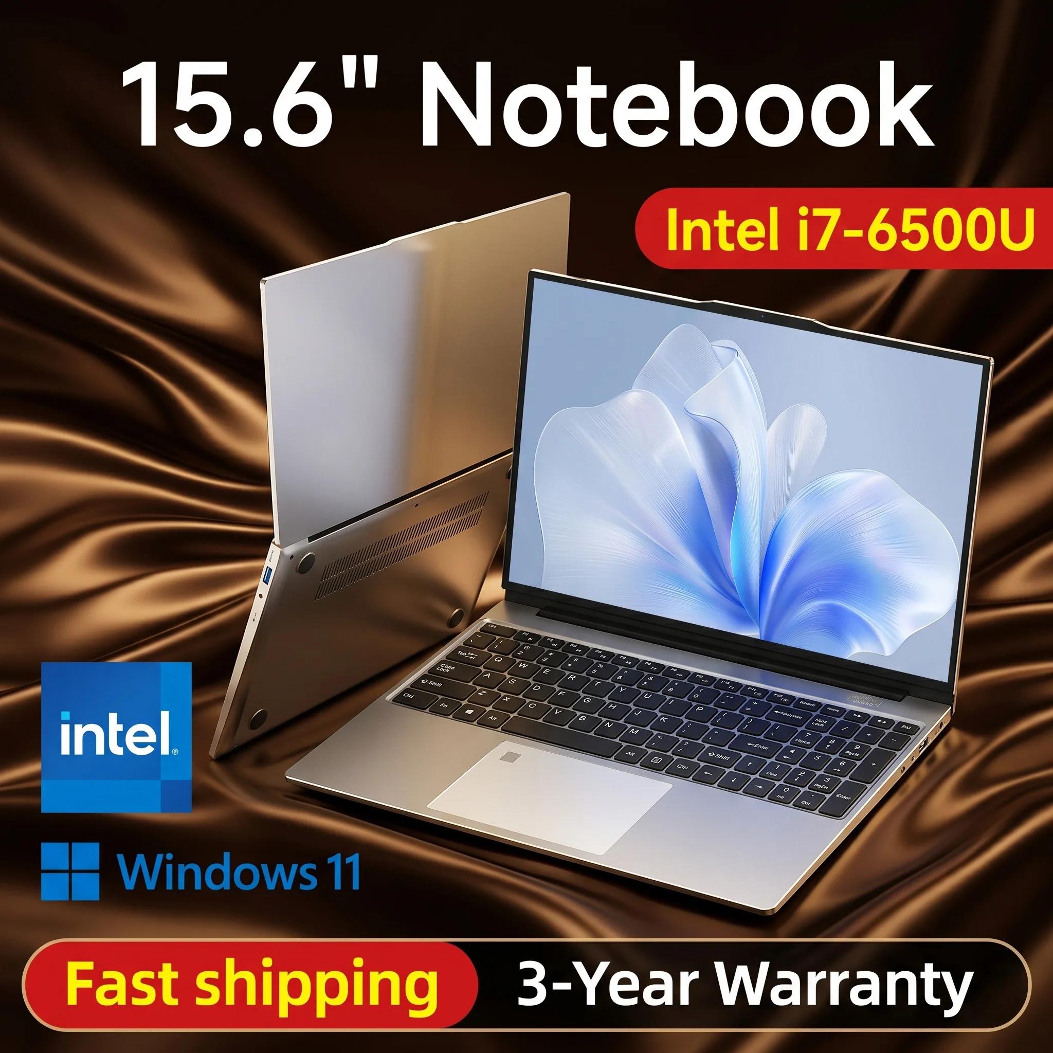 15.6" Portable Laptops Intel Core I7 6500U 32GB 2TB Fingerprint Unlock Backlit Keyboard Windows 11 Gamer Study Office Notebook