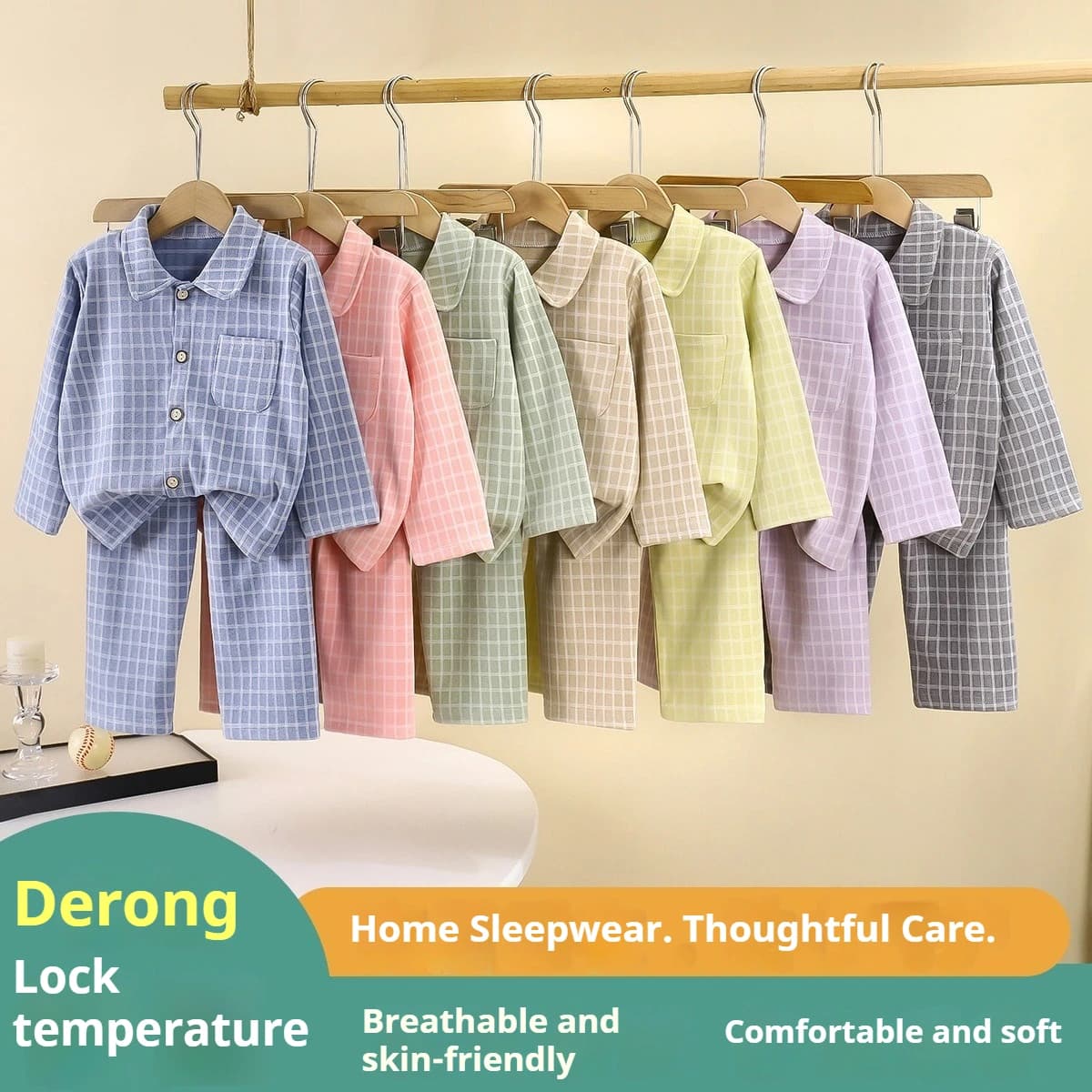 Pigiama per bambini Set Ragazzi Ragazze Autunno Inverno Colletto termico con risvolto Homewear Casual Accogliente Plaid Adolescenti Bambini Pigiama 2 pezzi Indumenti da notte
