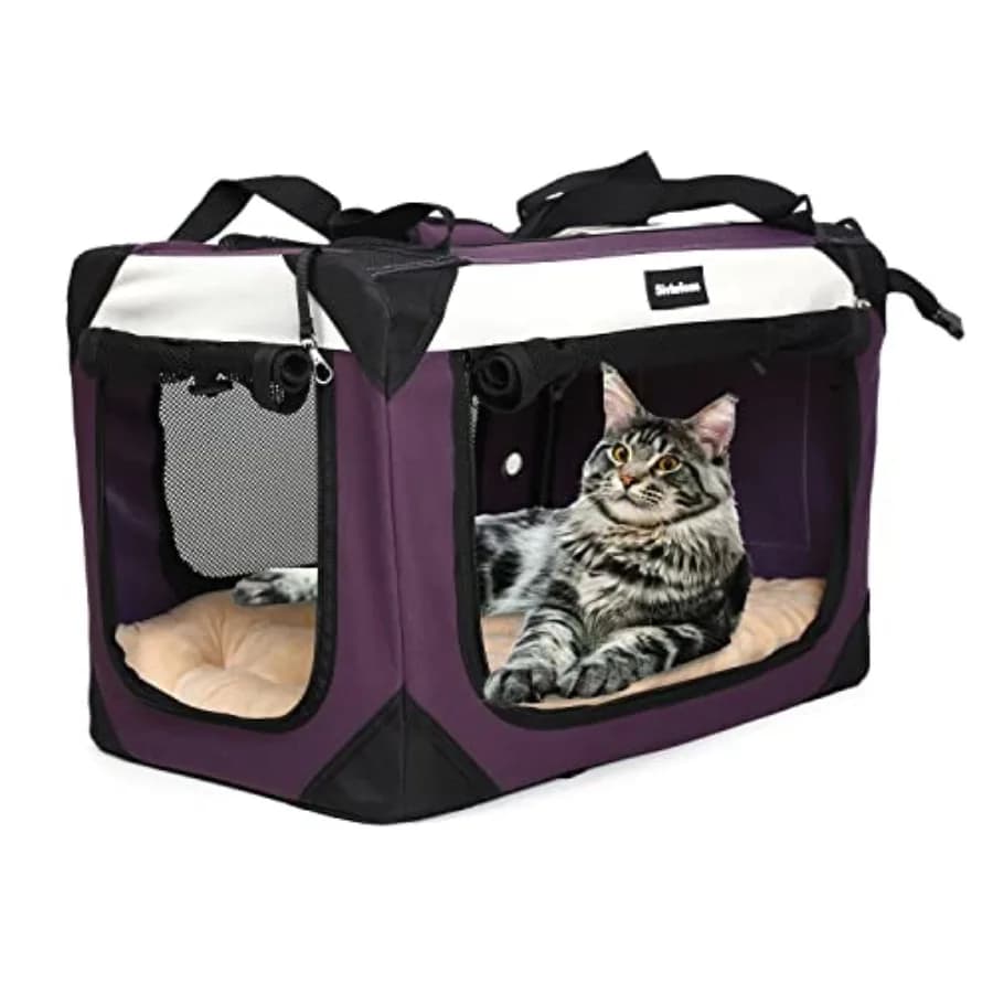 Trasportino Pieghevole per Cani, Gabbia da Viaggio Portatile Morbida, Trasportino Extra per Gatti con Tappetino Morbido in Peluche per Interni ed Esterni