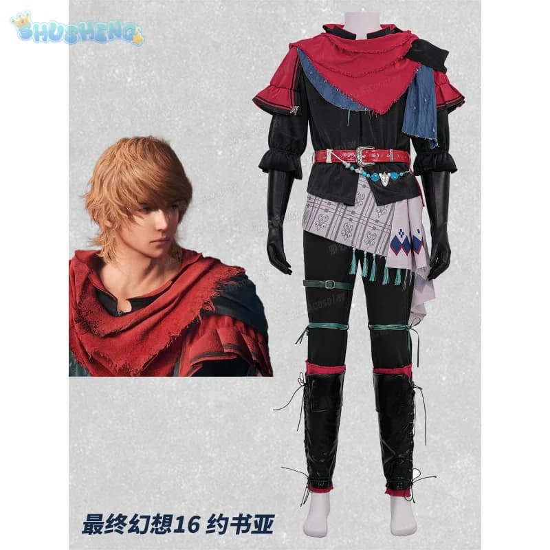 FF16 Joshua rosfield Costume Cosplay Final Fantasy XVI Uomini mantelli pantaloni copriscarpe guanti cinture Halloween carnevale uniforme