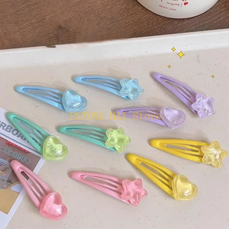 49MF Star-shaped hair clip/heart color caramel Coda horse with fringe Travel forks Beautiful for