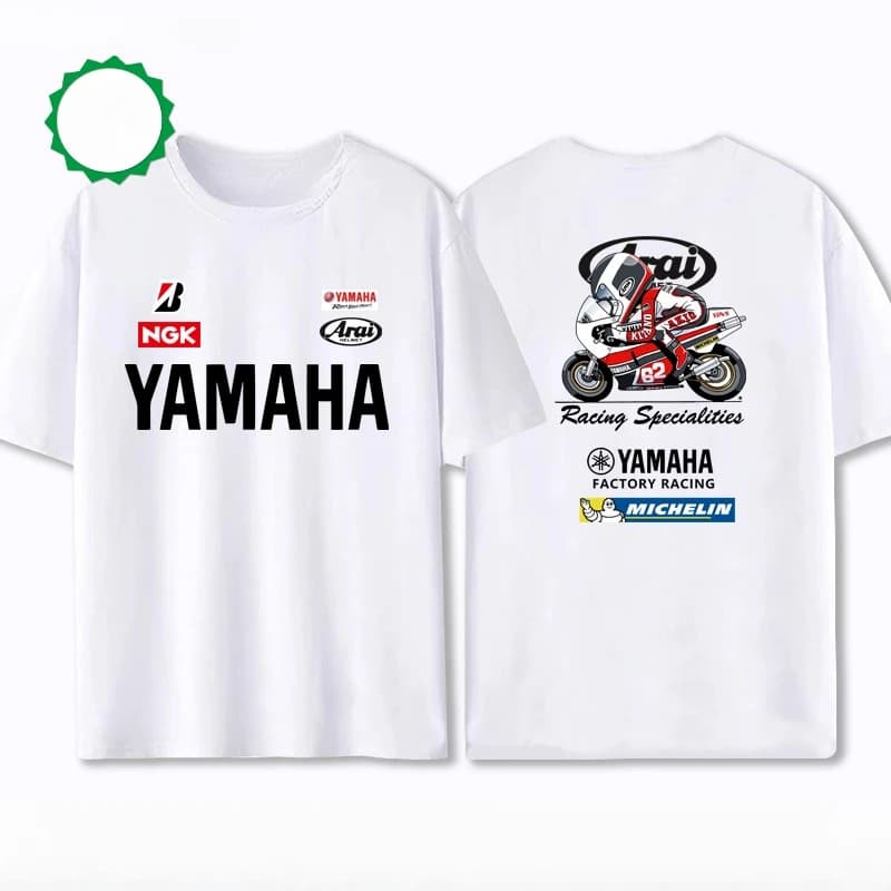 2026 Yamaha Motorcycle Riding Pattern Printed Summer Pure Cotton Loose Short-sleeved T-shirt