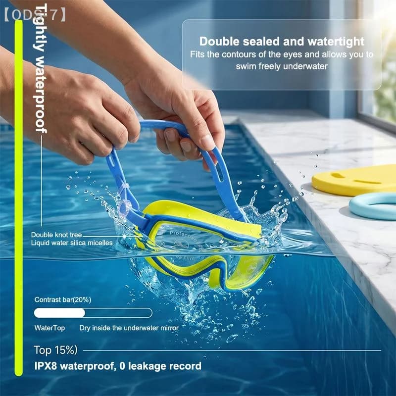 【ODS-7】Kids Swimming Goggles Big Frame View Anti-fog Waterproof Children's Swim Goggles Boys And Girls Multi-color To Choose【WO】