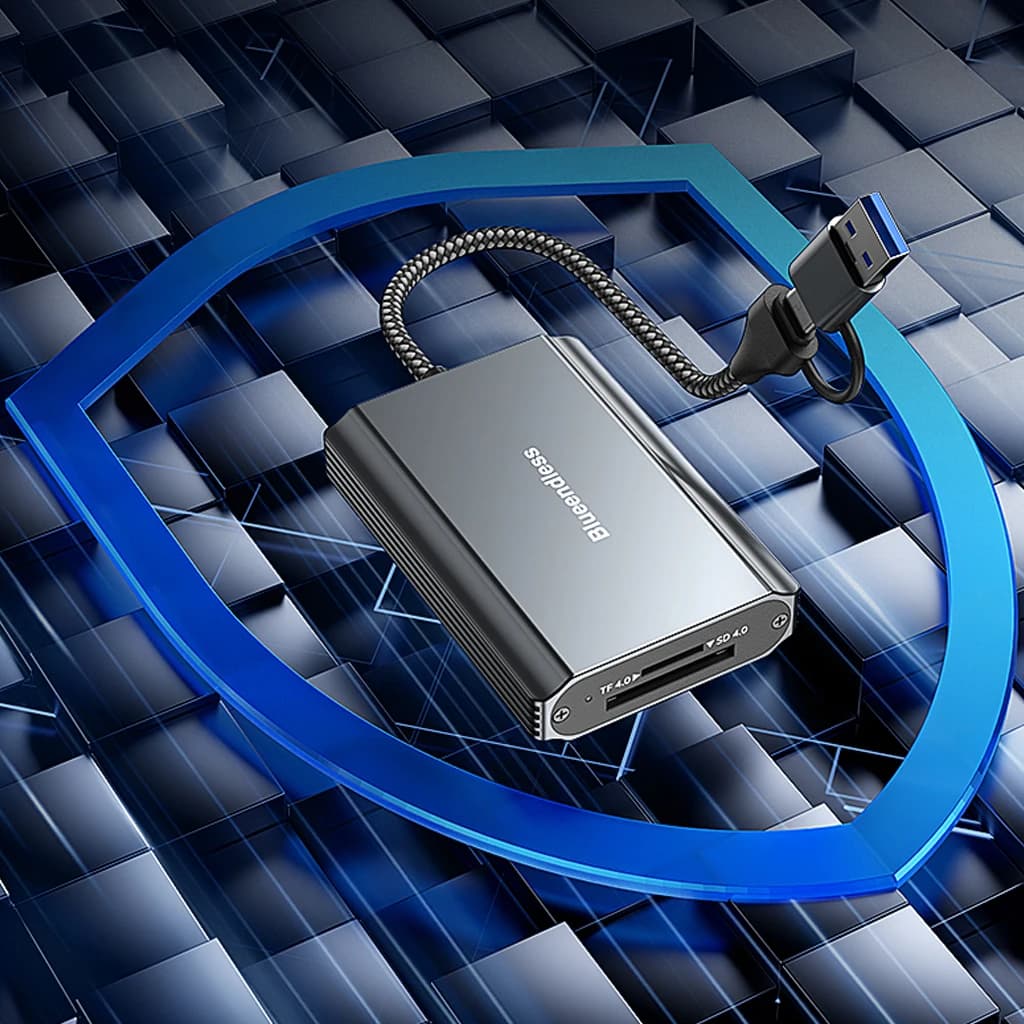 Lettore di schede con custodia in lega di alluminio per schede di memoria SD/TF 4.0, adattatore da 312 MB/s, plug and play, supporto per Mac OS, Windows, Linux, Android