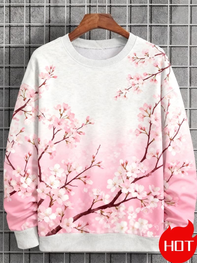 Modello di fiori di ciliegio Felpe con stampa 3D Donna Nuove felpe con o-collo casual Streetwear Y2k Pullover Harajuku Top Abbigliamento donna