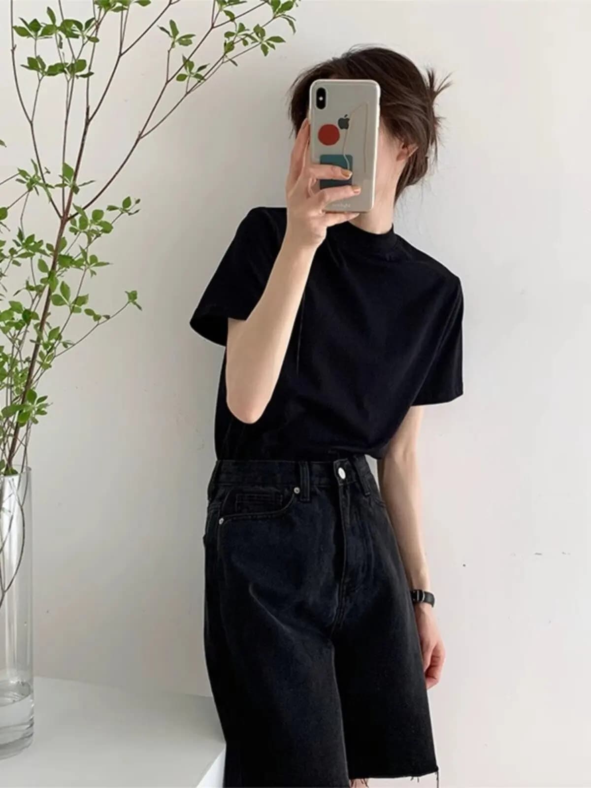 American Retro Black Short Sleeve T-Shirt Women Summer New Versatile Loose Slimming Shoulder Appropriate Small Audience Top