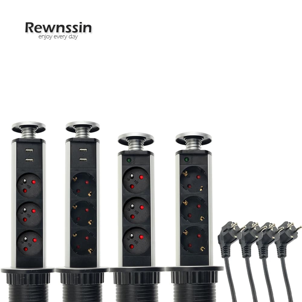 Presa da tavolo nascosta pop-up francese UE con spina da tavolo espandibile per ufficio da cucina a LED per sala conferenze 250V con interfaccia USB