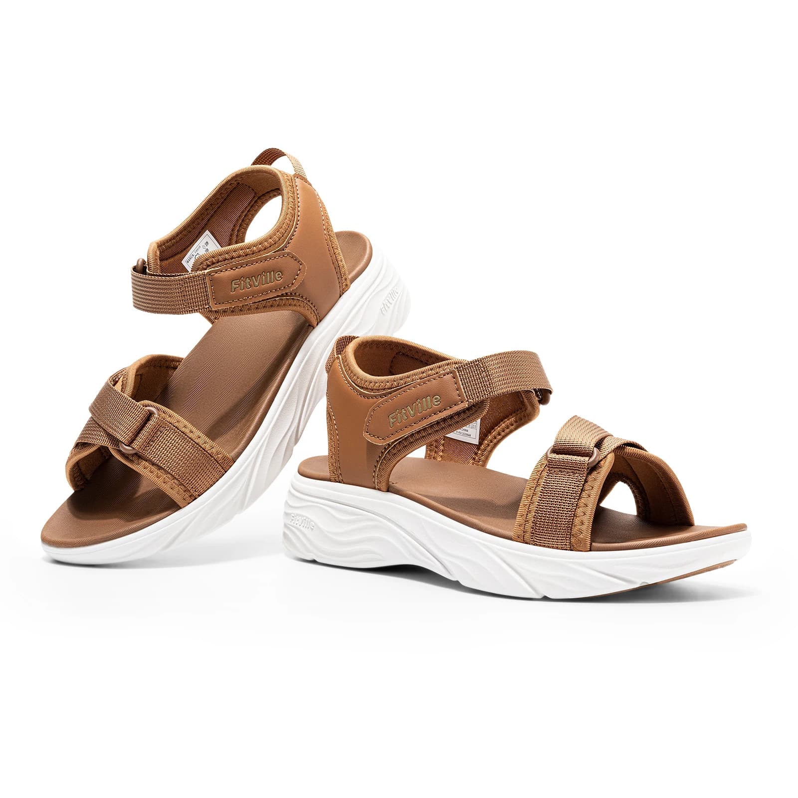 Sandali Estivi Larghi da Donna FitVille con Supporto per l'Arco Plantare, Sandali Casual Bohemien Leggeri con Zeppa da Spiaggia e Cinturino Regolabile