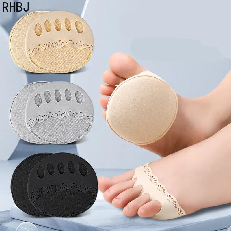 RHBJ 2 pz/set Cinque Dita Dei Piedi Cuscinetti Dell'avampiede per Le Donne Tacchi Alti Mezze Solette Solette In Silicone Solette In Gel Traspirante Strumento di Cura Del Piede