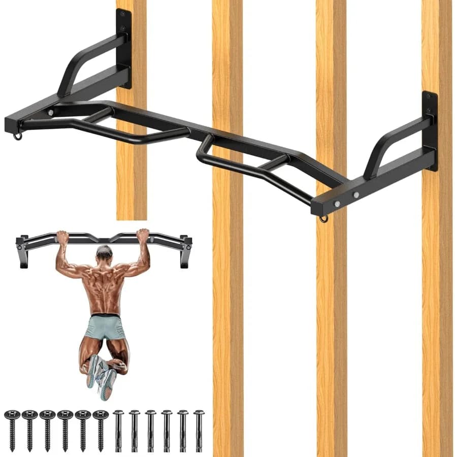 48 Inch Wall Mounted Multifunction Cable Pulley System Gym 48" Cable Machine with Wall Mounted Traction Bar LAT Pulldown Attachmen