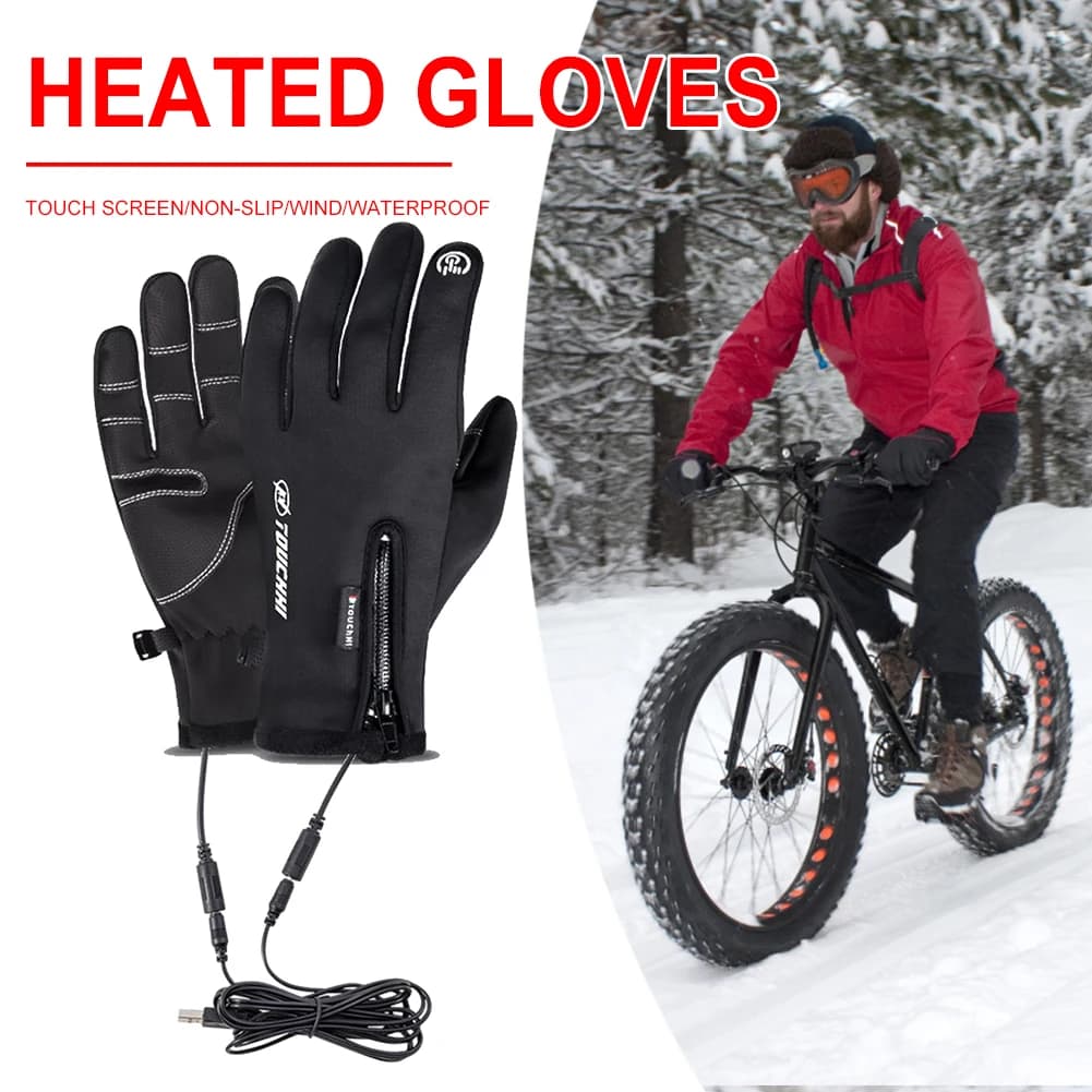 Guanti touch screen USB Scaldamani riscaldati elettrici Guanti da sci invernali per ciclismo Corsa Guida Escursionismo Camminata per donna Uomo