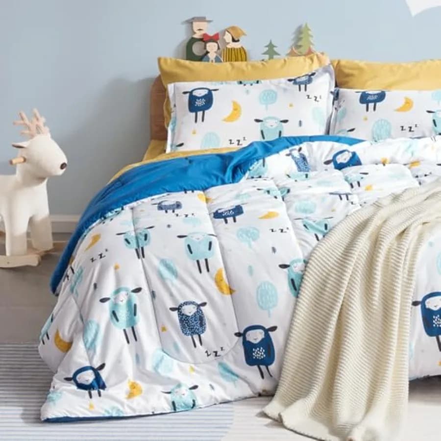 Set Copripiumino Matrimoniale/Queen Size - Set Letto Super Carino e Morbido in 7 Pezzi con Copripiumino, Lenzuolo e Federe