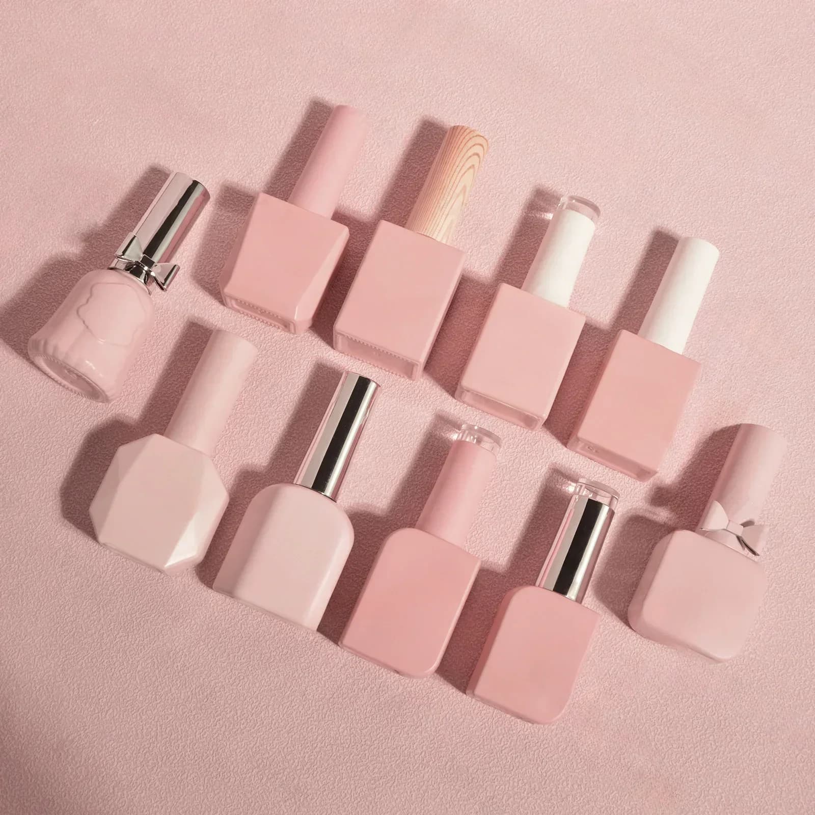 10 pz Bottiglia Vuota per Smalto per Unghie 10/15 ML Contenitore per Gel per Unghie Fai da Te in Vetro Rosa Cosmetico per Unghie Olio di Bellezza Bottiglia di Imballaggio Strumenti di Trucco