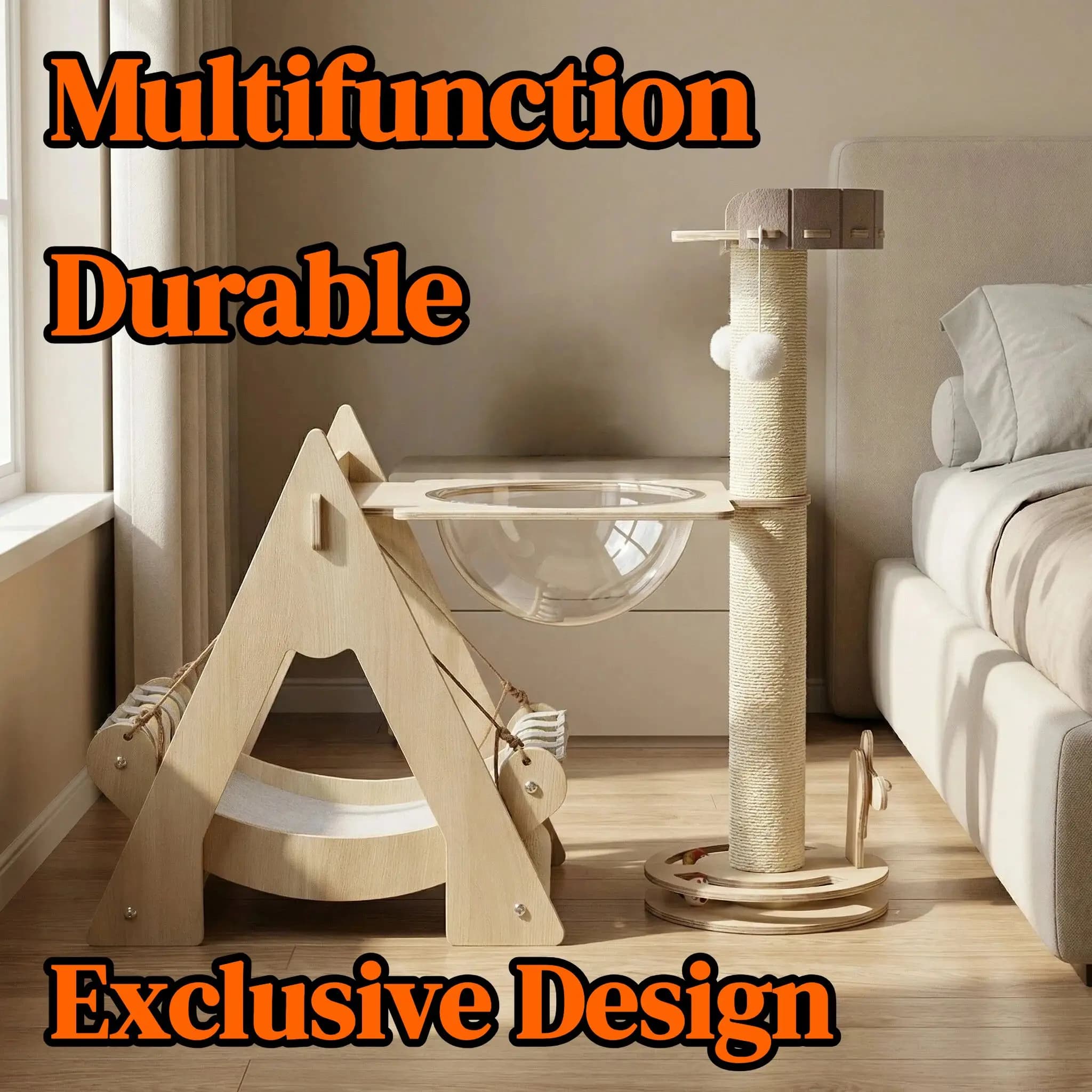Custom Cat Tree Modern Multi-Layer Board Sisal Rope Swing Cat House Space Capsule Cat Tower Exclusive Design Scratcher Luxury S