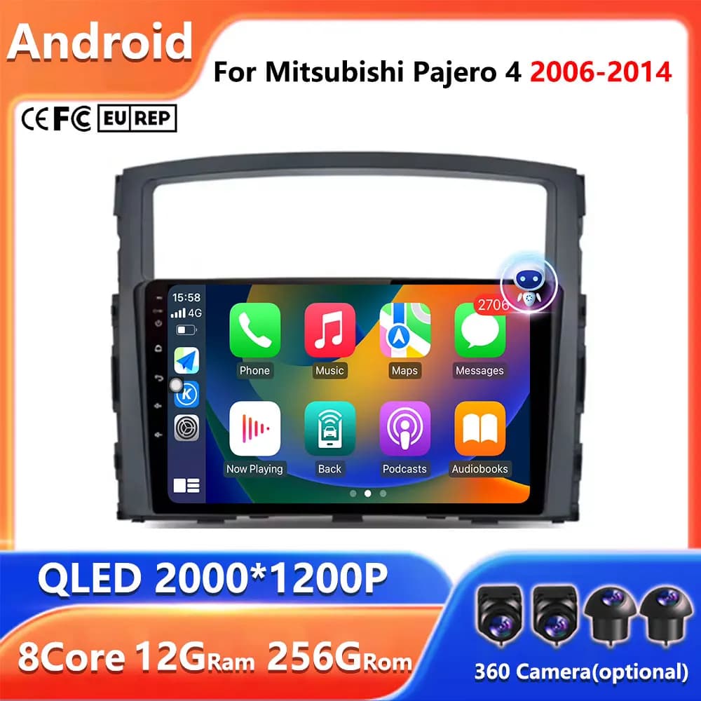 For Mitsubishi Pajero 4 2006-2014 Autoradio Android Automotive Multimedia player GPS navigation Carplay Touch Screen Auto Stereo