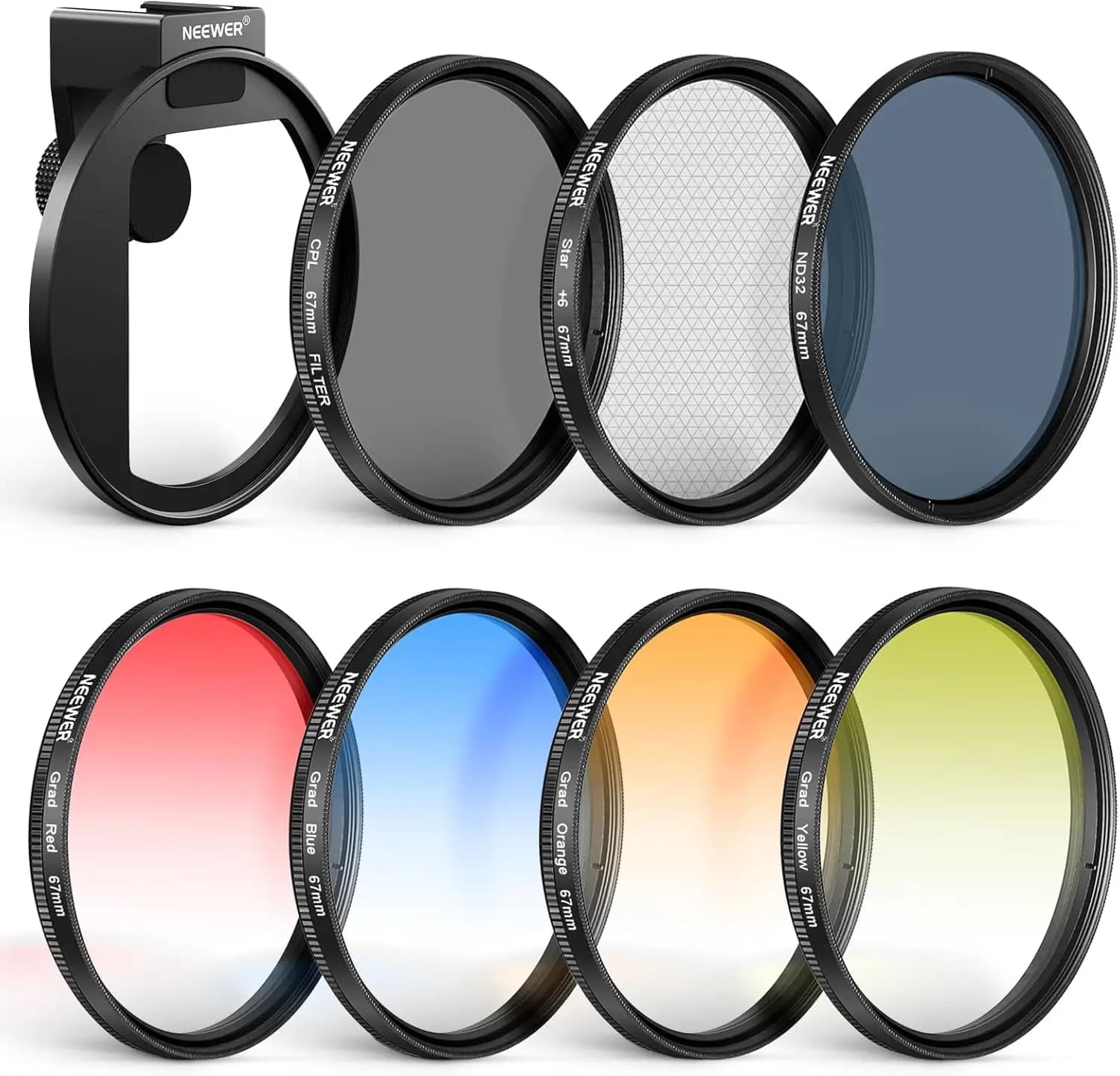 Kit Filtro ND per Telefono da 67mm con Clip Cold Shoe, Filtri CPL/ND32/Star/Graduati per iPhone Android Samsung