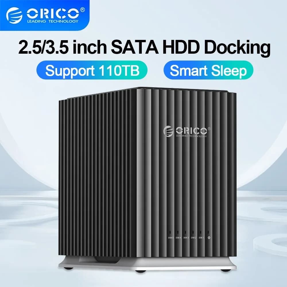 Ico 5 Bay 3.5 "pollici HDD Docking Station SATA a Type-C HDD Case con Clone per 2.5/3.5'' SSD HDD Case custodia esterna per disco rigido