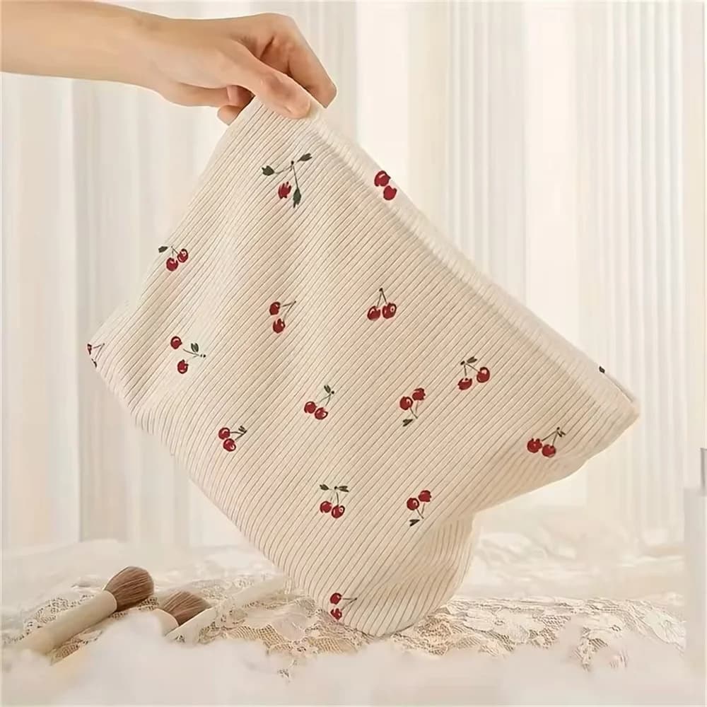 Borsa per il trucco portatile Borsa per la conservazione delle donne autunnali Borsa per cosmetici in velluto a coste Moda per la scuola Uso quotidiano Viaggi