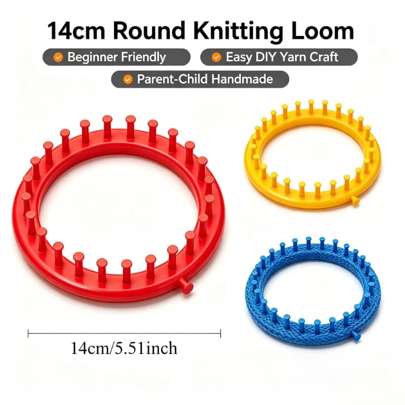14cm Round DIY Knitting Loom Scarf Sweater Hat Hair Band Shawl Stitching Knit Handmade DIY Craft Weaving Braiding Tool