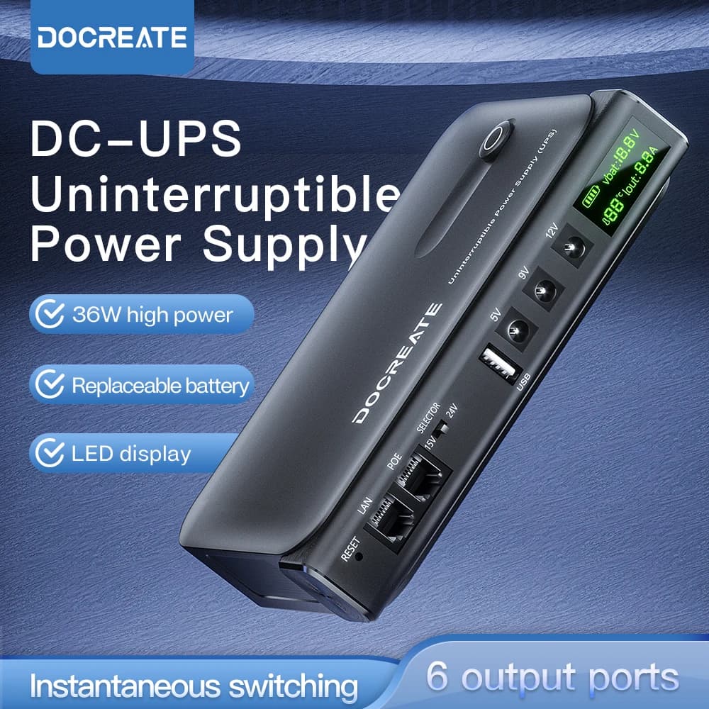 UPS DC 36W backup power supply for router Modem cellular Output 5V/9V/12V/24V No battery Plug EU/US Uninterrupted switching