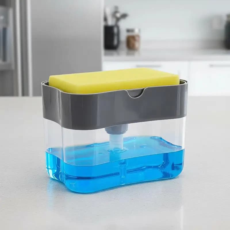 2 In 1 Kitchen Soap Liquid Box Durable Dispenser For Sponge Dish Cleaning Brush