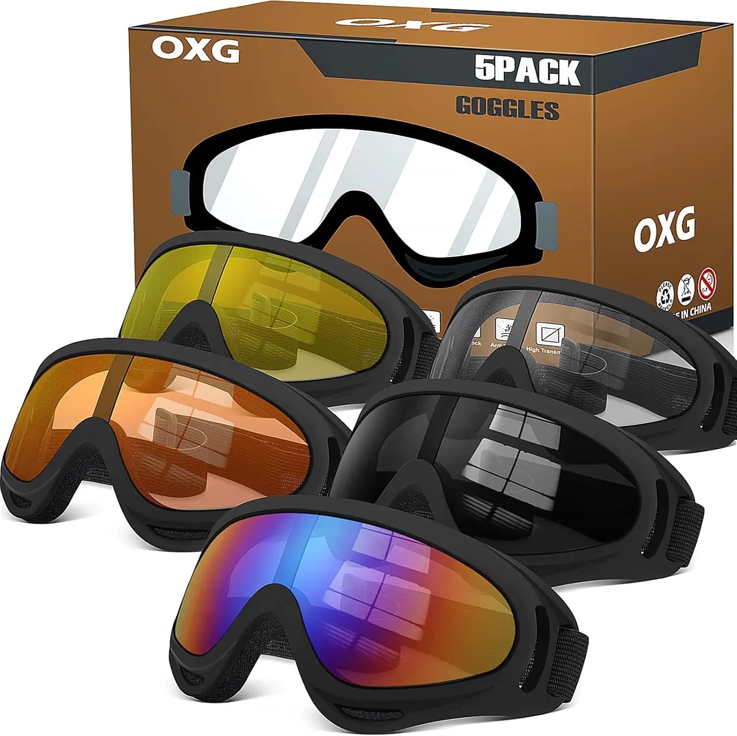 Occhiali da Moto per Uomo e Donna, Protezione Anti-UV Antipolvere Antivento per ATV e Sci, Compatibili con Casco