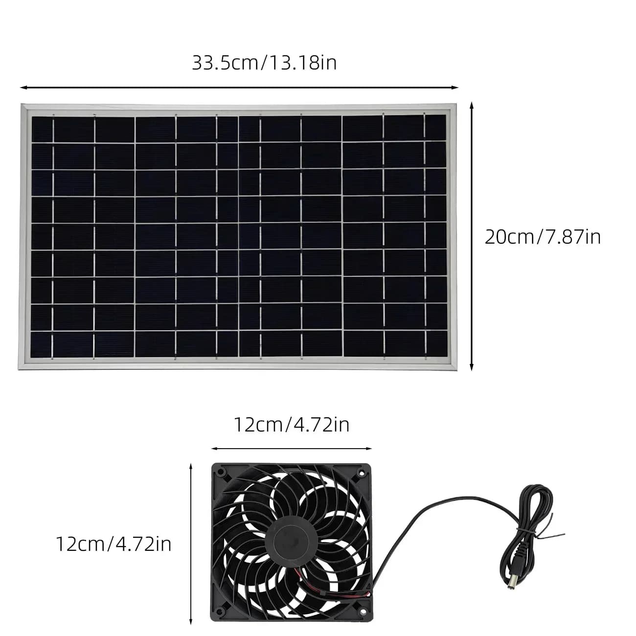 Ventilatore di Raffreddamento Solare da Esterno 10/15W, Resistente alle Intemperie, per Circolazione dell'Aria e Scarico, Ideale per Pollai e Casette per Animali