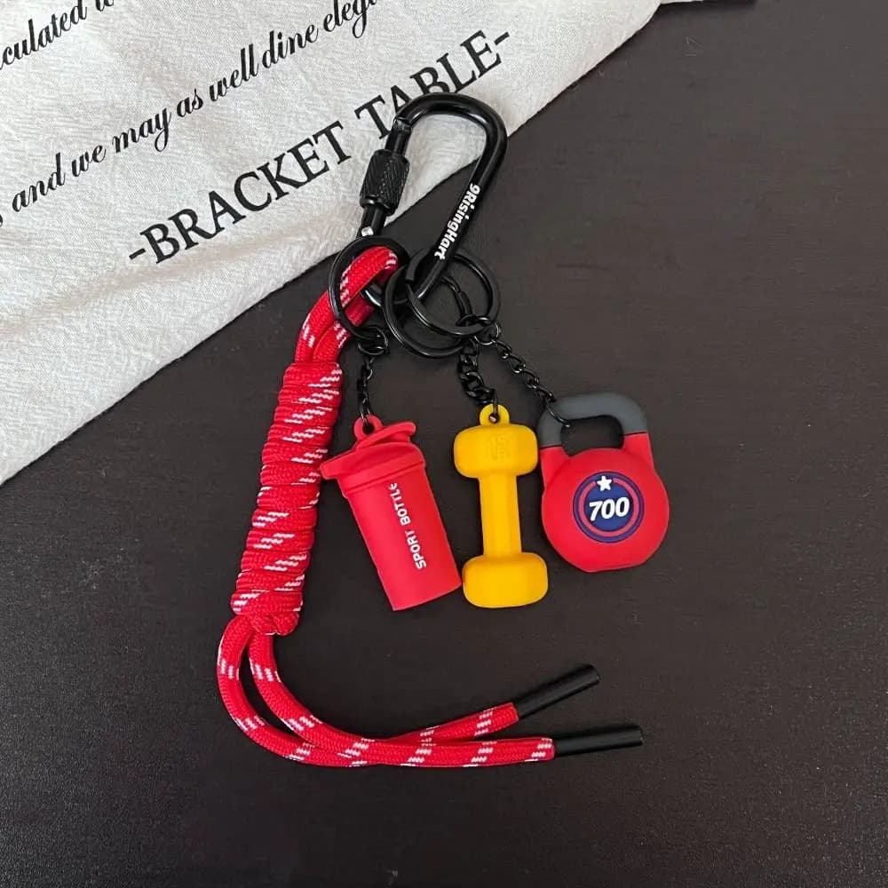 Mini key rings with wheelbases with D-shaped buckle, water cups, key rings with simulation handlebars, creative kettlebells