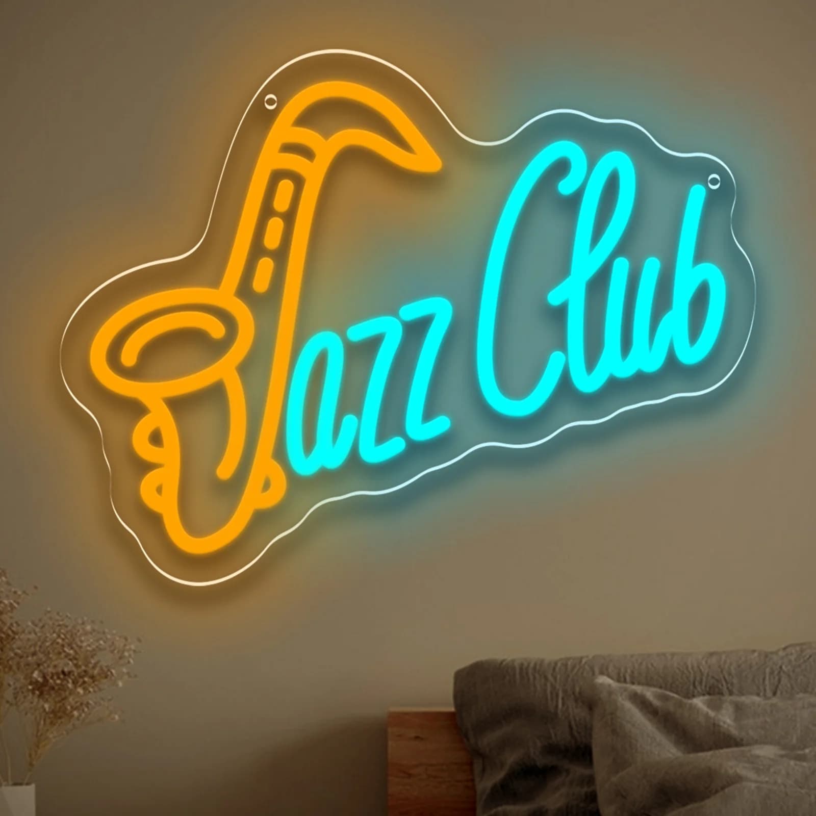 Jazz Club LED Neon Sign Saxophone Neon Light USB Powered Dimmable for Bedroom Music Room Music Studio Bar Wall Art Decor Gift