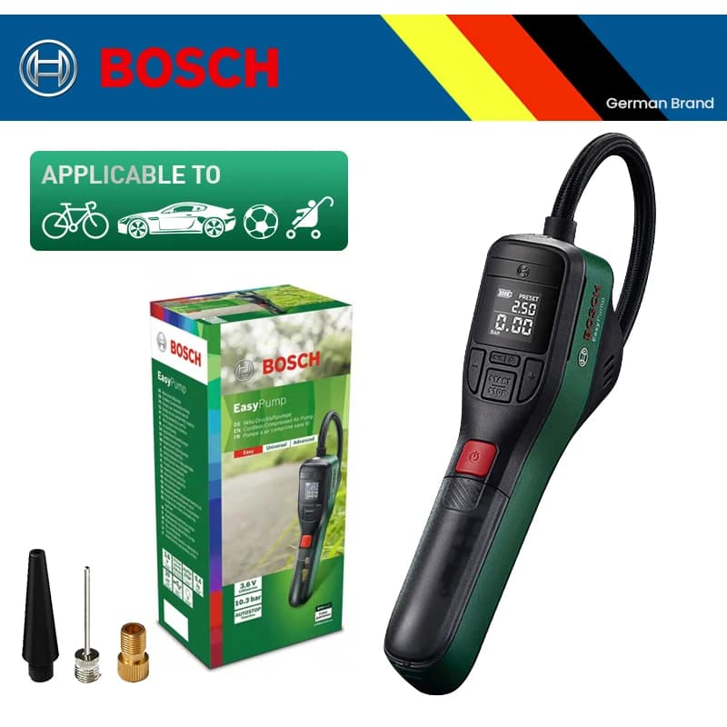 Pompa di gonfiaggio universale Bosch 18V Compressore d'aria elettrico wireless Gonfiatore 150PSI Rilevatore di pressa per pneumatici per auto moto