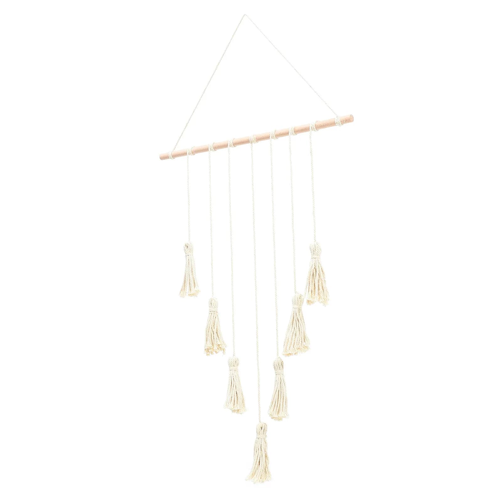 1Set Tassel Wall Tapestry Premium Wood Cotton Thread Handwoven Decorative Wall Hanging Ornament Home Office Room Decor Gift