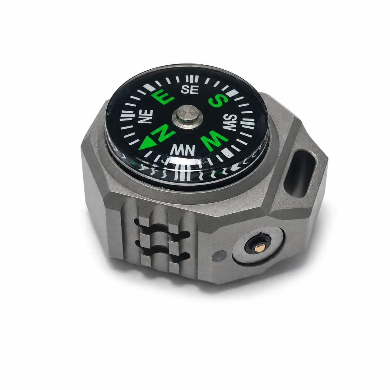EDC Titanium Alloy Compass Torch Directional Pendant Portable Emergency Navigation Travel Kits Outdoor Accessories Tools