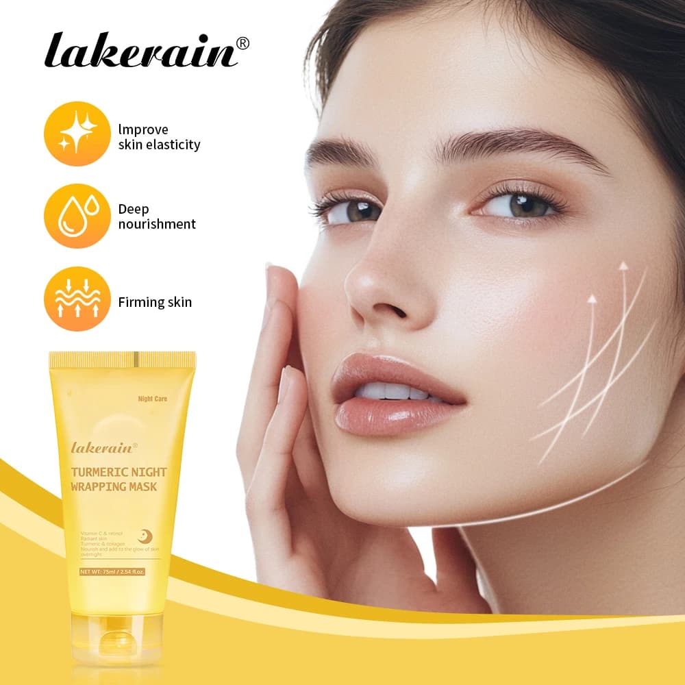 75ml Acido cogico Curcuma Confezionamento notturno Maschera peel off 8 ore Idrolizzata Nutre Idratante Maschera al collagene per dormire Pelle