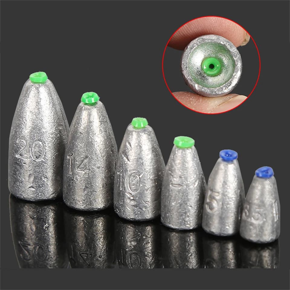 10 Pezzi Pesi da Pesca 2g 3.5g 5g 7g 10g 14g 20g Piombi a Proiettile Accessori per la Pesca