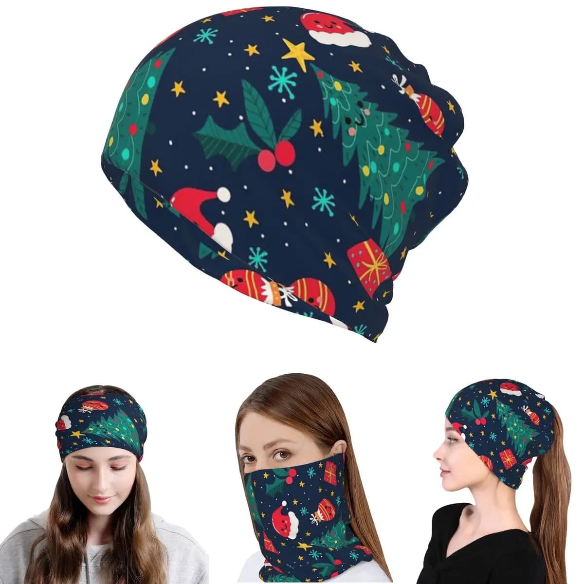 Buon Natale e Buone Feste! Bandana, Scaldacollo, Sciarpa Avvolgente, Maschera Multiuso, Berretto, Cappello Unisex per Adulti Antivento