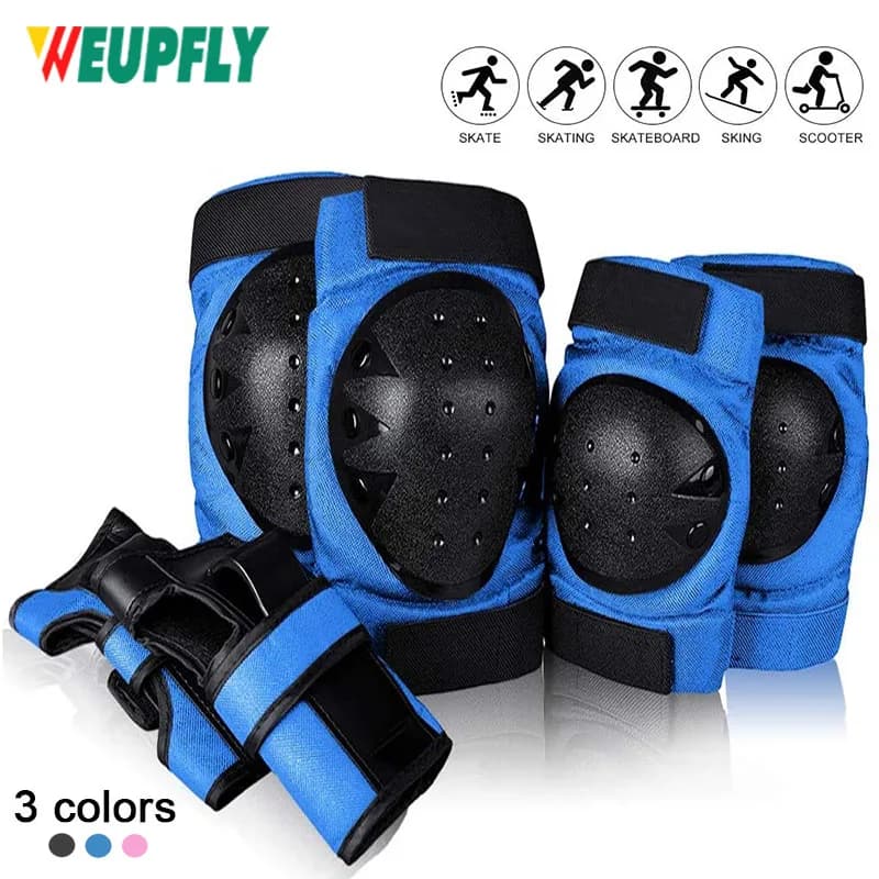 6 pezzi set di equipaggiamento protettivo per ginocchiere per adulti/giovani gomitiere protezioni per i polsi per skateboard ciclismo bici BMX bicicletta scooter