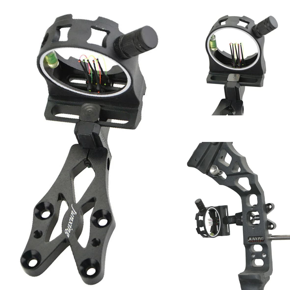 Archery Compound Bow Sight 5 Pin 0.019" Fiber CNC Aluminum Alloy RH for Hunting Target Shooting Competitive Equipment