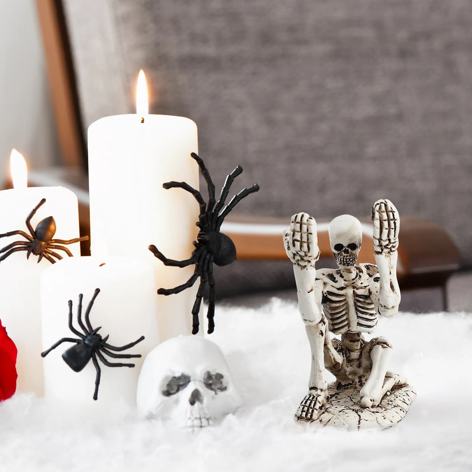 Portapenne a Forma di Teschio in Resina Resistente, Organizzatore da Scrivania Creativo, Decorazione da Tavolo per Halloween