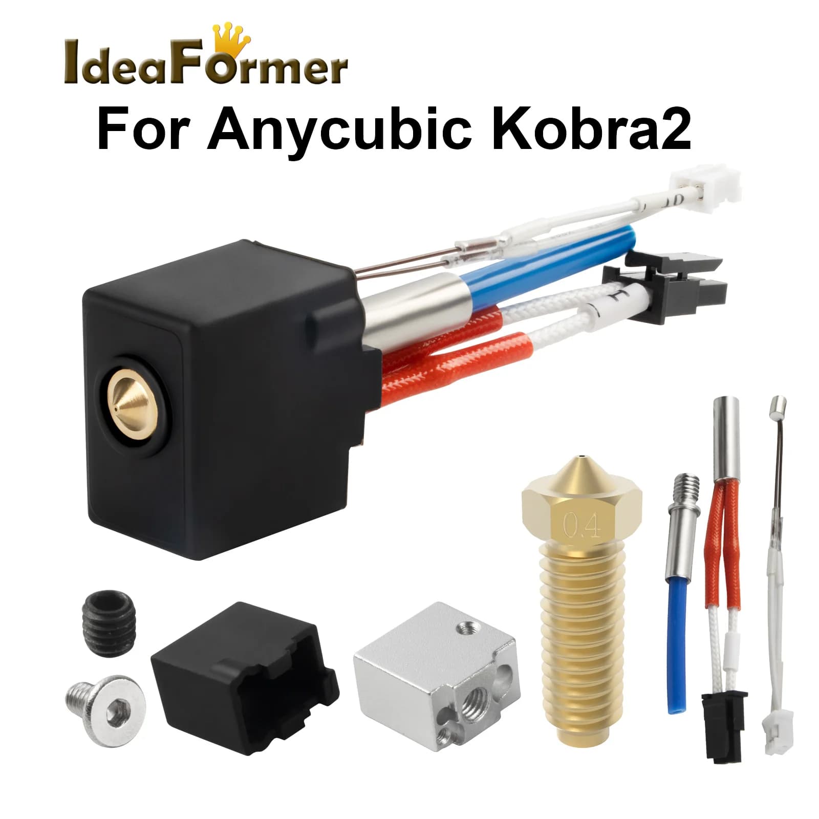 Per Anycubic Kobra 2 Hotend 24V 60W gola per Kobra 2 Hotend ugello termistore blocco di calore ugello asta di riscaldamento parti del tubo in PTFE
