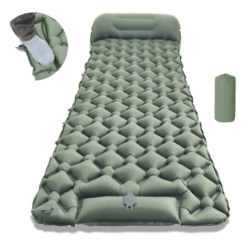 Auto Inflatable Foot Press Camping Mat Thick TPU Moisture Resistant Portable Single Folding Sleeping Pad For Picnic Tent Backpac