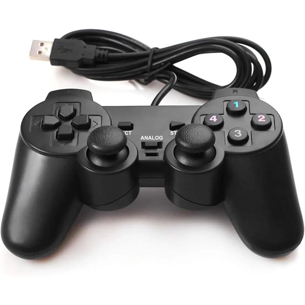 Controller USB Cablato per WinXP/Win7/Win8/Win10/PS2 con Doppio Motore di Vibrazione, Plug and Play per PS2 1.1/2.0, Gamepad per PC e Laptop