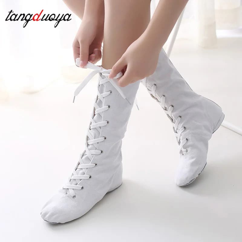 High Top Pole Dance Shoes Women Ballet Boots Jazz Shoes Kids Stage Show Footwear Modern Jazz Boots Men Split SoleModernDanceShoe