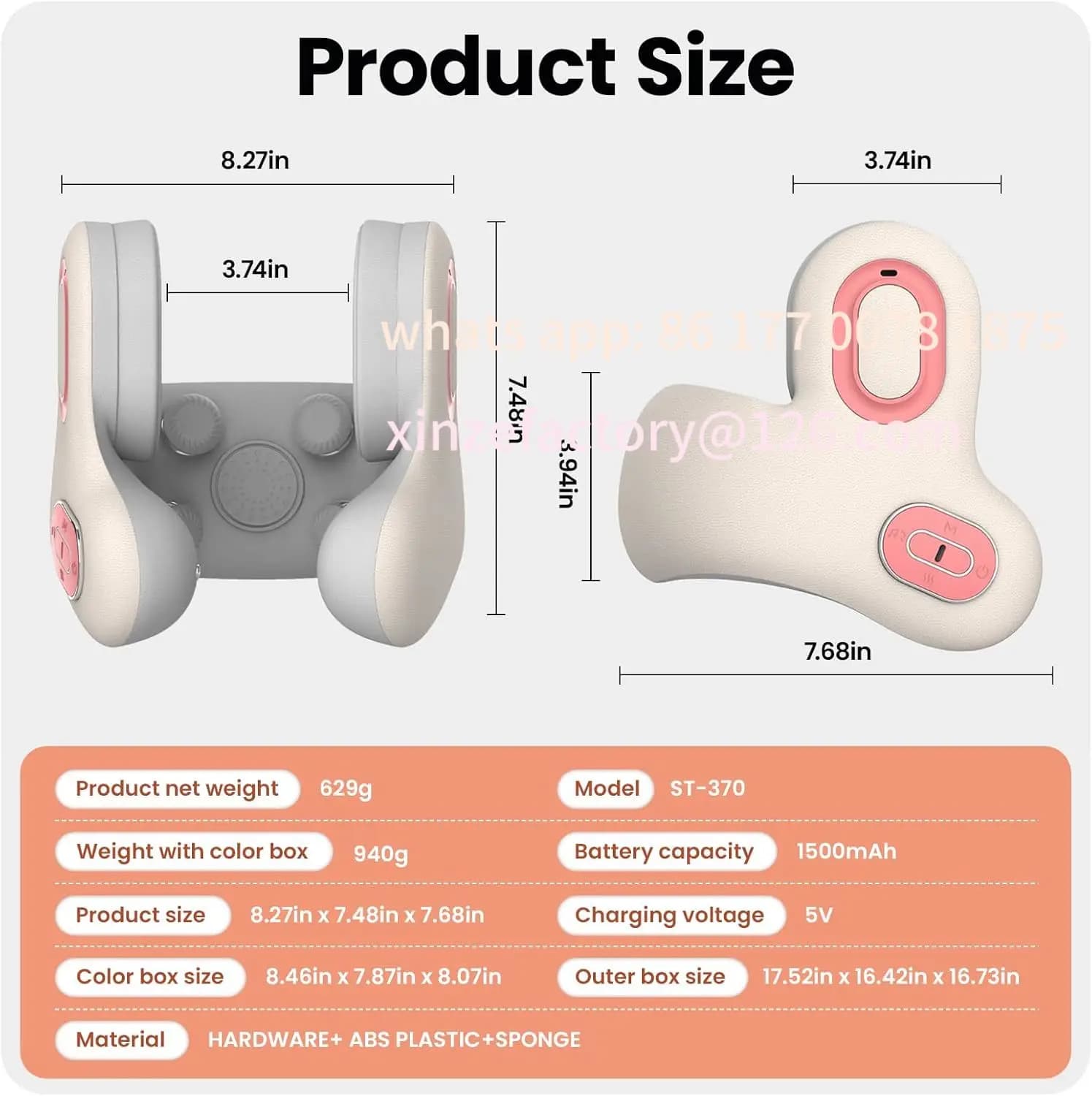 Cuscino per il collo 3in1 personalizzabile da viaggio, auricolare Bluetooth con cancellazione del rumore con massaggiatore per il collo e calore, memory foam a forma di U