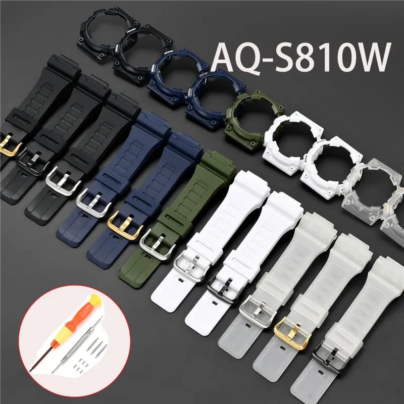Custodia in resina TPU + cinturino per Casio G-SHOCK AQ-S810 Uomo Donna Sostituzione guscio protettivo opaco Bracciale cinturino Accessori per orologi