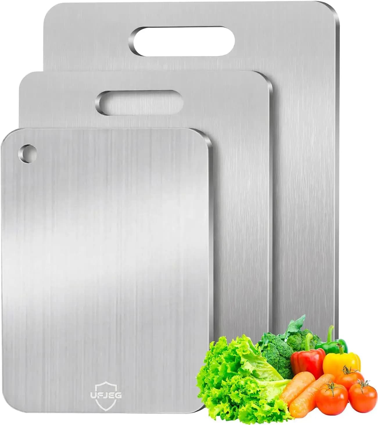 Titanium Cutting Board Set of 3, Non Toxic Double-Sided Chopping Boards for Kitchen, Meat, Vegetable, Fruit, Outdoor Camping