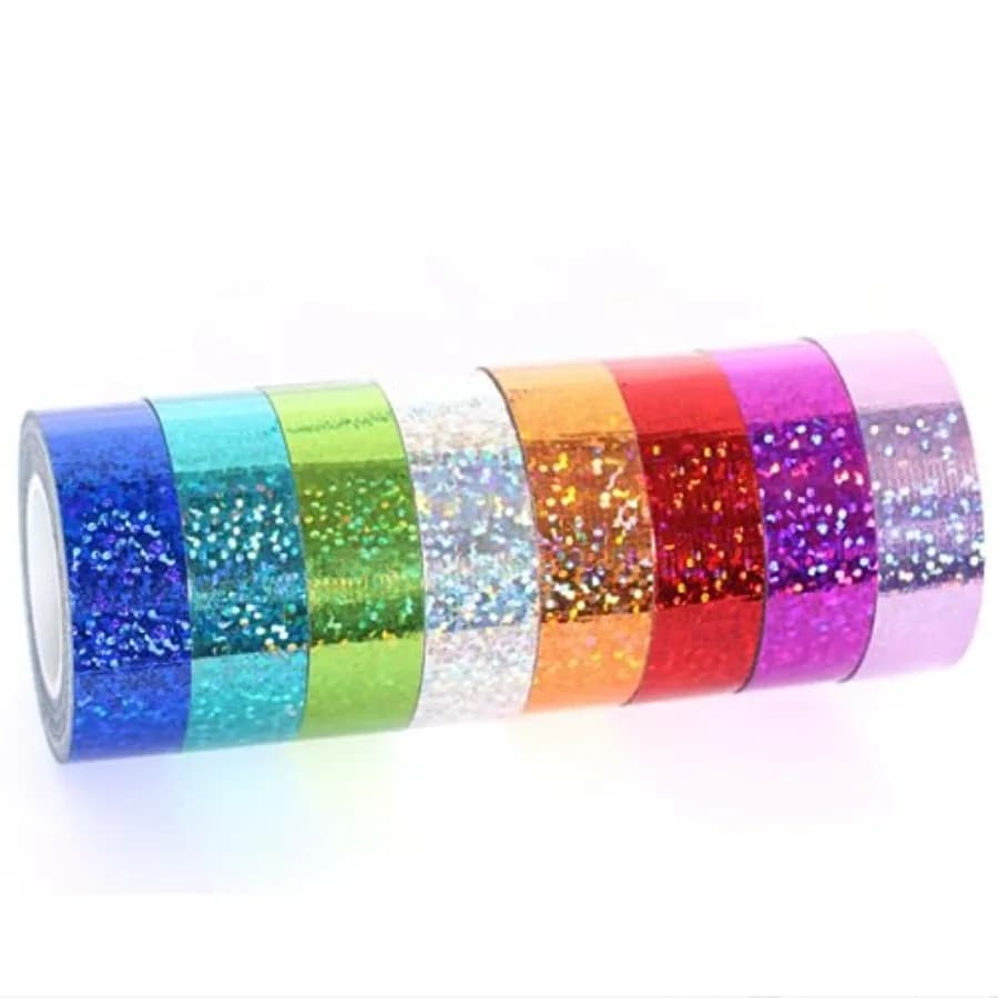 Glitter Prism Tape Strong Adhesive Holographic Sparkle Washi Tape Reflective Glitter Sparkle Tape Sparkle Decorative Tape Spark